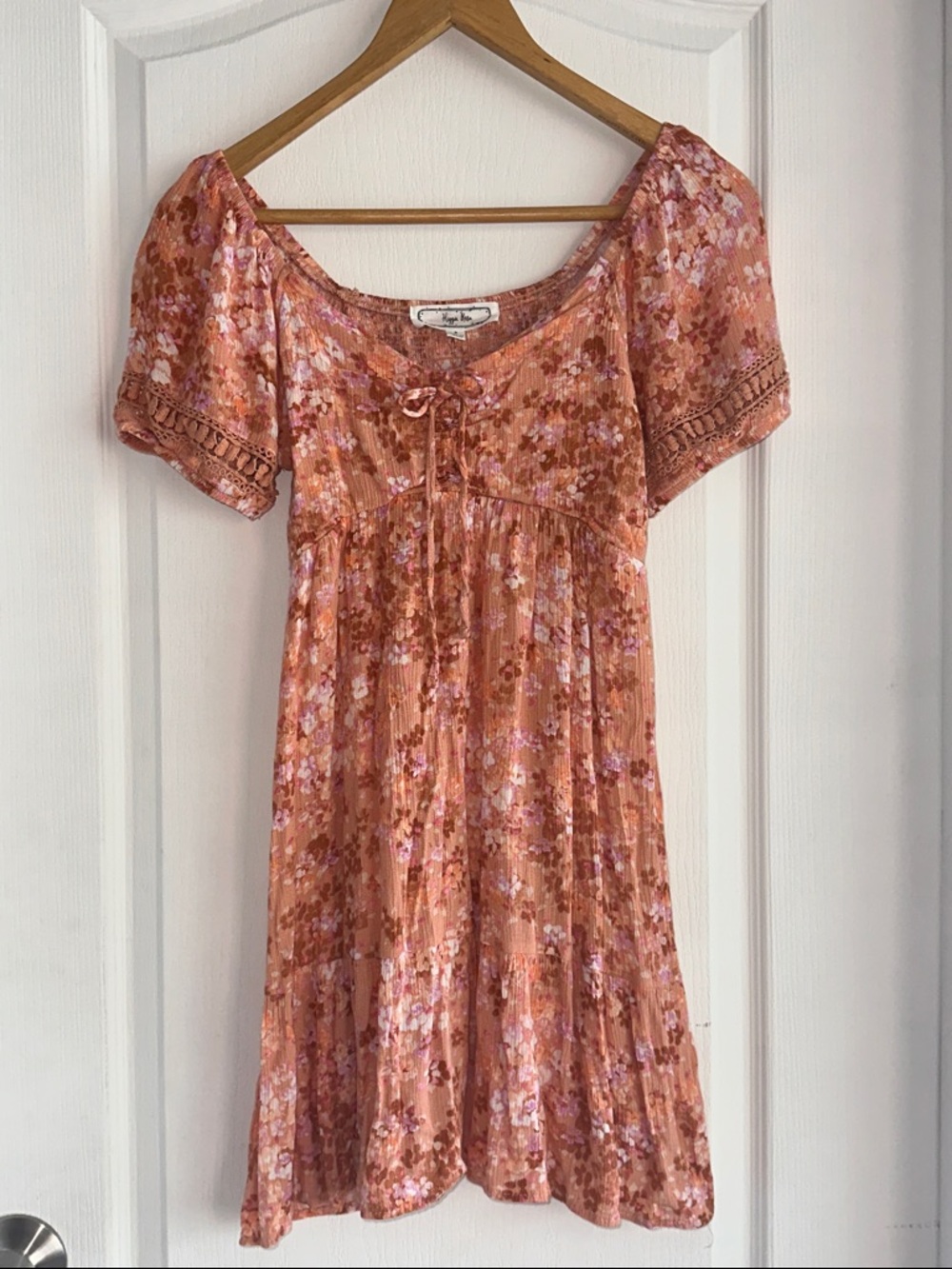 Hippie Rose Peach Floral Tie-Front Dress